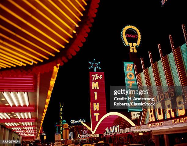 1960s NIGHT SCENE DOWNTOWN LAS VEGAS