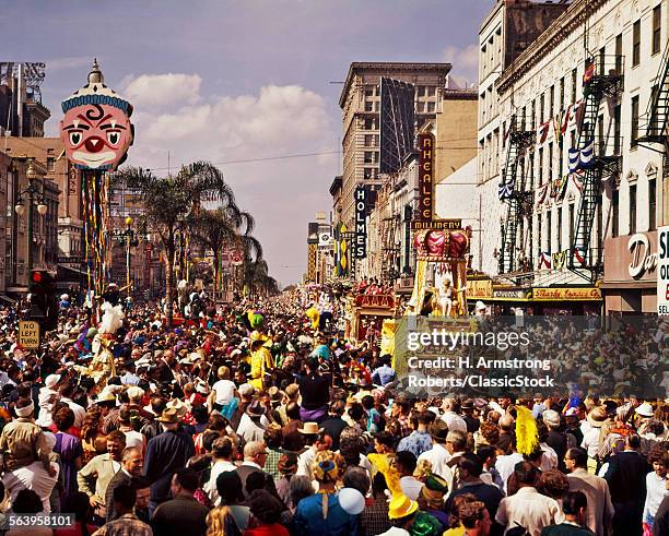 1960s REX PARADE ON CANAL STREET MARDI GRAS NEW ORLEANS LOUISIANA