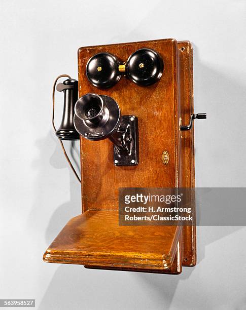 1910s ANTIQUE WOODEN WALL TELEPHONE