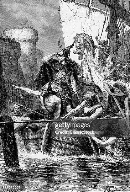 845 AD 895 AD VIKING ROLLO THE RANGER ATTACKS PARIS ILLUSTRATION BY ALPHONSE DE NEUVILLE