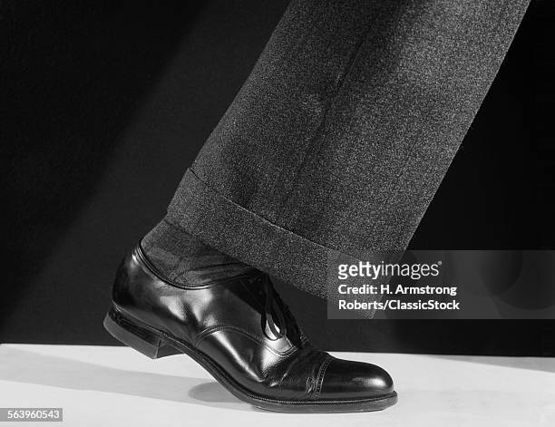 1930s 1940s 1950s WALKING MANS SINGLE LEG LEATHER SHOE AND PANT CUFF
