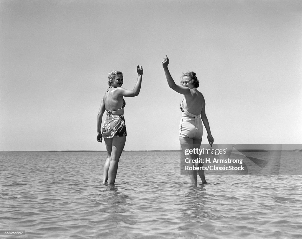 1930s TWO GIRLS STANDING...