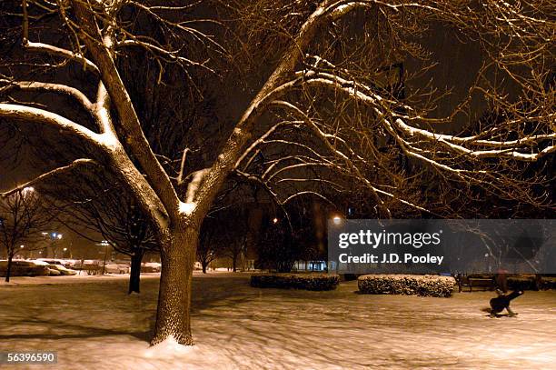 Student walks across the campus of Bowling Green State University December 8 in Bowling Green, Ohio. Four to six inches of snow is predicted to fall...