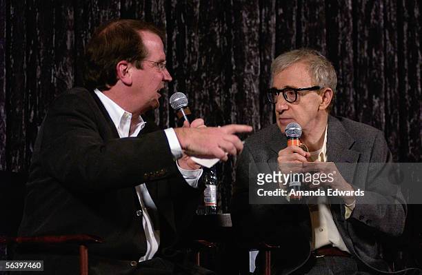 Film critic Pete Hammond and director Woody Allen participate in a Q&A session at the Variety Screening Series of "Match Point" at the Arclight...