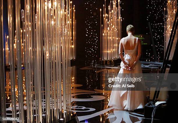 February 24, 2013 Charlize Theron backstage at the 85th Annual Academy Awards on Sunday, February 24, 2013 at the Dolby Theatre at Hollywood &...