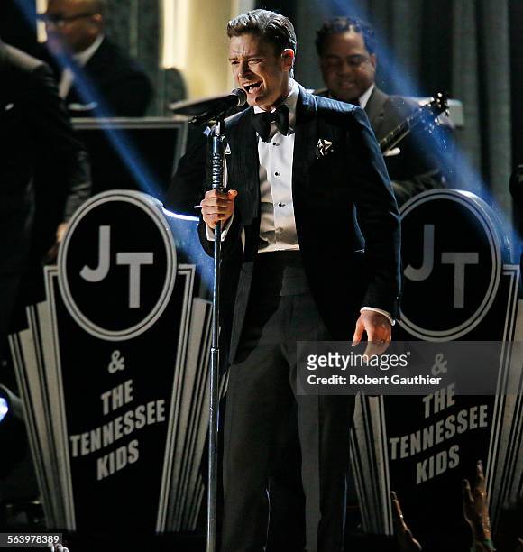 February 10, 2013 Justin Timberlake performs at the 55th Annual GRAMMY Awards at STAPLES Center in Los Angeles, CA. Sunday, February 10, 2013....