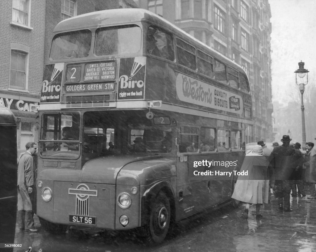 The First Routemaster Bus A prototype Routemaster bus at London Transport Headquarters for a ...