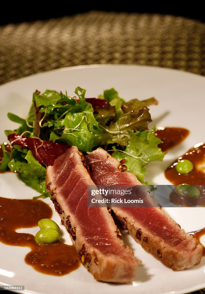 Los Angeles, Ca.  Seared tuna with Sichuan pepper and soy mustard sauce.