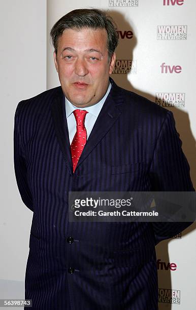 Actor Stephen Fry arrives at the Five Women in Film And TV Awards, a celebration of the accomplishments of women working in the film and television...
