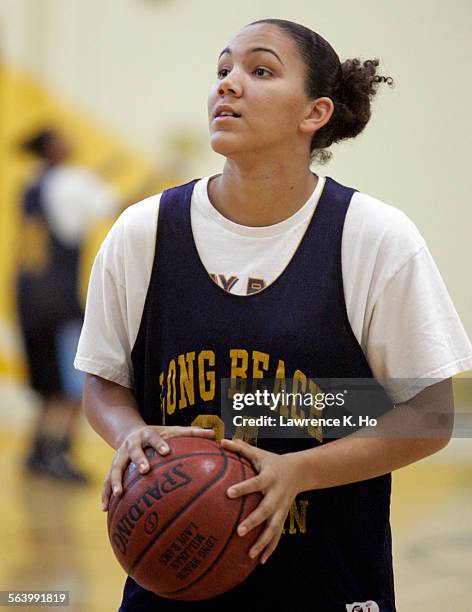 Long Beach Millikan High School girl basketball player Courtney Clements during practice.