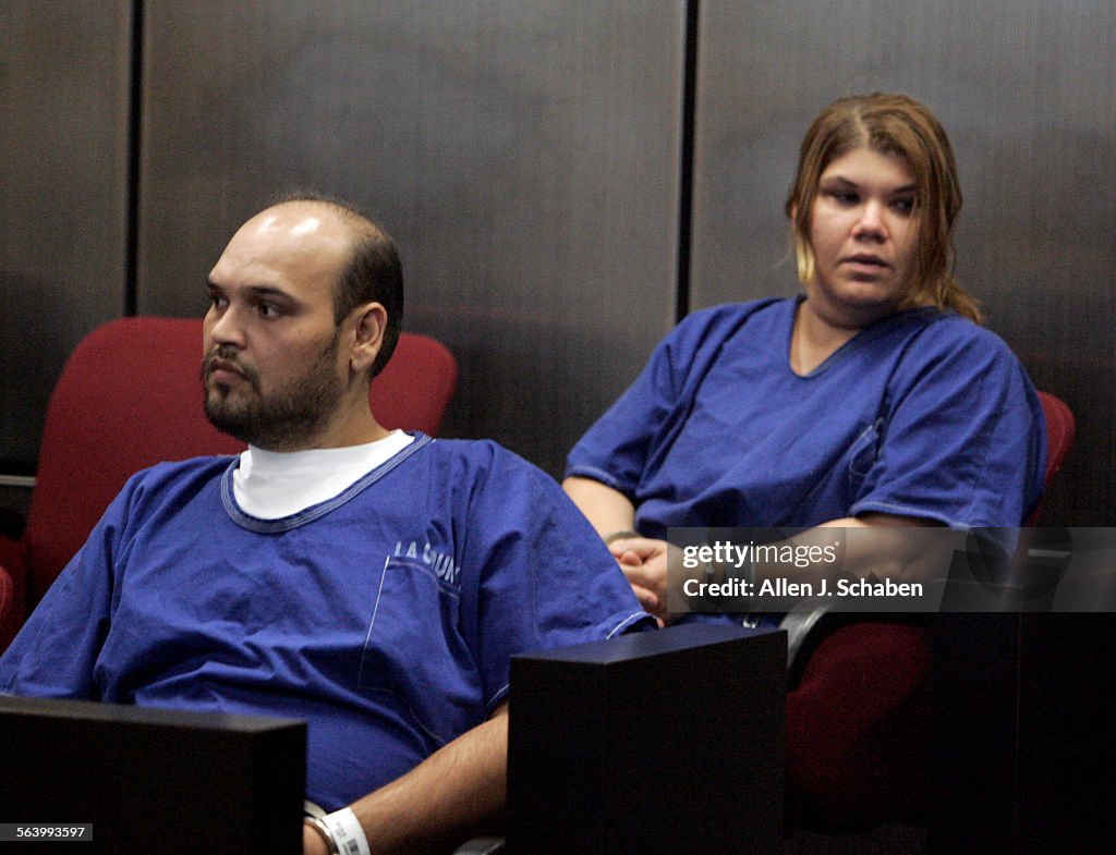 Steve Leo, 34, left, and Sabrina John, 32, appear at a preliminary hearing at Los Angeles County Co