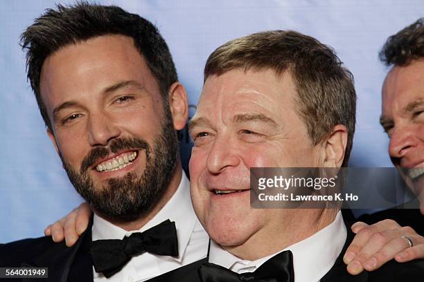 January 13, 2013 Ben Affleck John Goodman, and Tate Donovan backstage at the 70th Annual Golden Globe Awards show at the Beverly Hilton Hotel on...