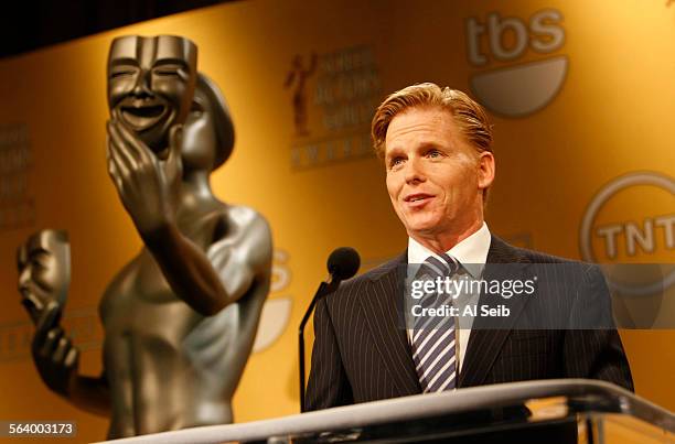 Executive Vice President Ned Vaughn introduces SAG Awards Social Media Ambassador Busy Philipps and Taye Diggs for the announcement of the nominees...
