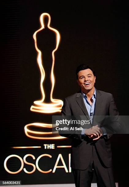 Seth MacFarlane and actress Emma Stone announce the Academy Award nominations at the Academy of Motion Picture Arts and Sciences Samuel Goldwyn...