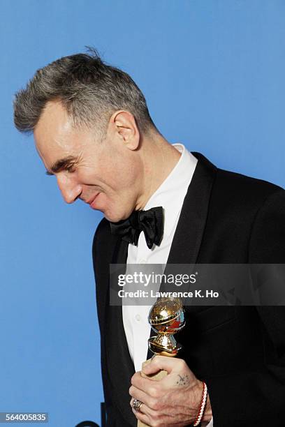 January 13, 2013 Daniel Day Lewis backstage at the 70th Annual Golden Globe Awards show at the Beverly Hilton Hotel on January 13, 2013.