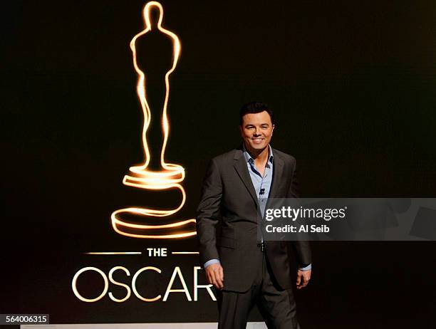 Seth MacFarlane and actress Emma Stone announce the Academy Award nominations at the Academy of Motion Picture Arts and Sciences Samuel Goldwyn...