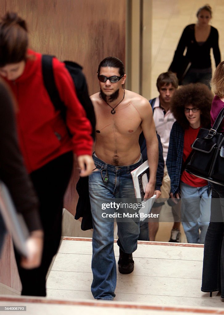 (Orange)Jacob Authier is known around the Chapman University Campus as the 'Shirtless Guy.' Authie