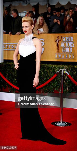 Actresses January Jones arriving for the 19th Annual Screen Actors Guild Awards at the Shrine Auditorium in Los Angeles, CA on Sunday, January 27,...