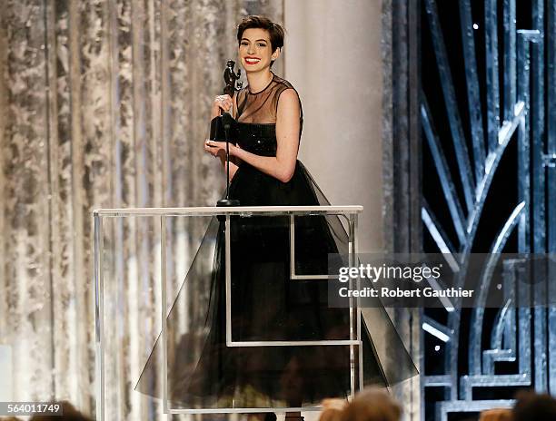 January 27, 2013 Anne Hathaway at the 19th Annual Screen Actors Guild Awards at the Shrine Auditorium in Los Angeles, CA on Sunday, January 27, 2013.