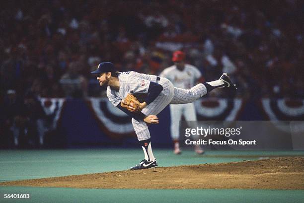 St. Louis Cardinals' pitcher Bert Blyleven pitches against the Minnesota Twins during game five of the World Series at Busch Stadium on October 22,...