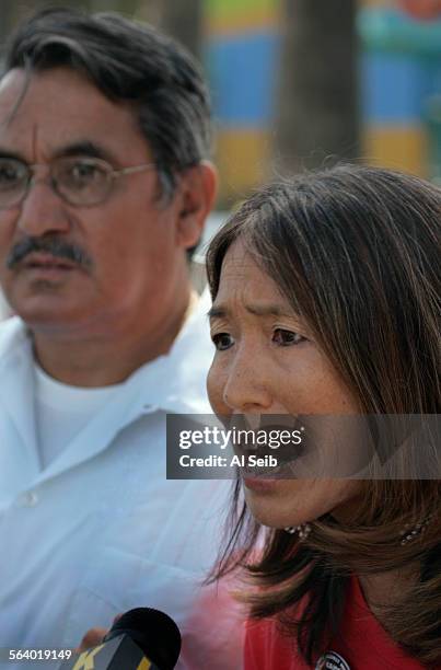 East Los Angeles, CA. Members of the peace groups hold press conference at Salazar Park in East Los Angeles located at 3800 block of Whittier Blvd ....