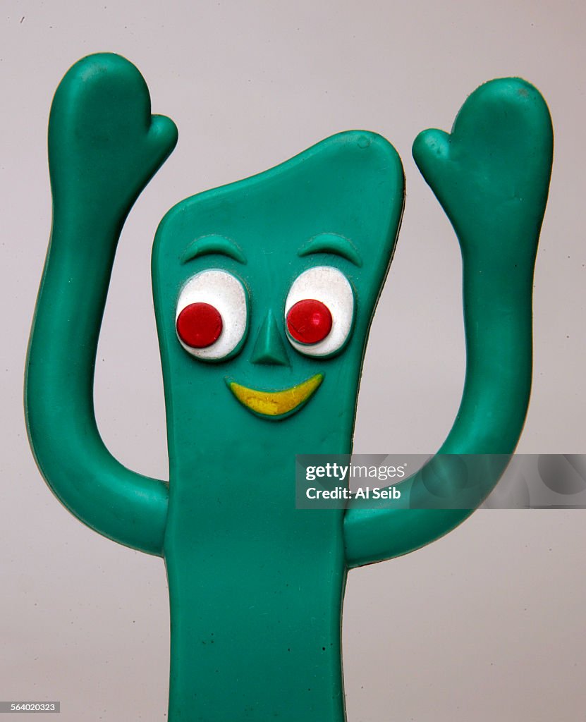 LOS ANGELES, CA. Studio. Gumby toy in the studio. Robert Lloyd meditates on a Museum of Television