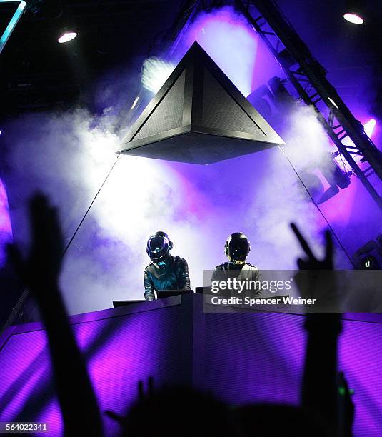 Indio, Ca French duo Daft Punk performs at Coachella Valley Music and Arts Festival, Saturday night, April 29 2006.