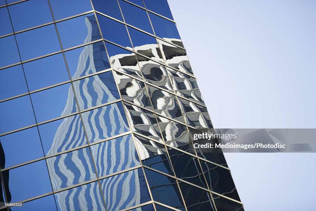 Low angle view of skyscraper in Manhattan, NY, USA