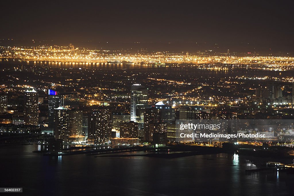 View of New Jersey at night, as seen from the Empire State Building, NY, USA