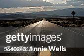 The sunset glows on HWY 50 heading west from Ely toward Eureka in the Newark Valley. The territory is high desert so the temperatures are relatively...