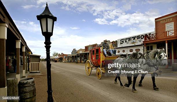 Stagecoach takes visitors on a tour around downtown Tombstone, Ariz. Photo shot on .