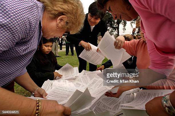 Betty Stinson and others collect the petitions, signed by thousands of local residents. Petition asks the local Santa Ana Water Board to require that...
