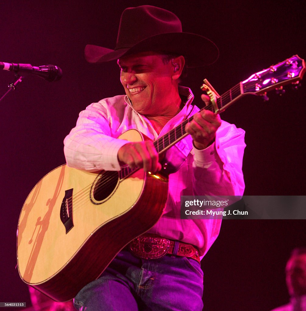 George Strait who surpassed Conway Twitty as the country act with the most No. 1 singles, performs