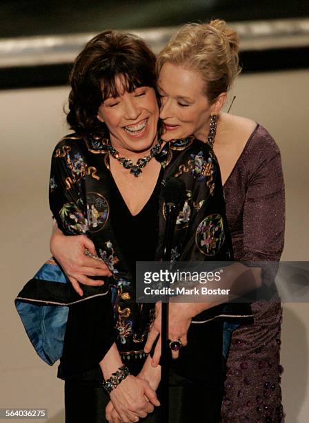 Lily Tomlin and Meryl Streep as presenters during the 78th Annual Academy Awards at the Kodak Theatre in Hollywood, Calif., Sunday, March 5, 2006.