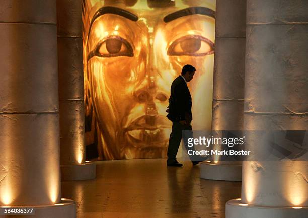 Security guard watches the entrance to Tutankhamun And the Golden Age of The Pharaohs opening at the LA County Museum Of Art on June 16 running...
