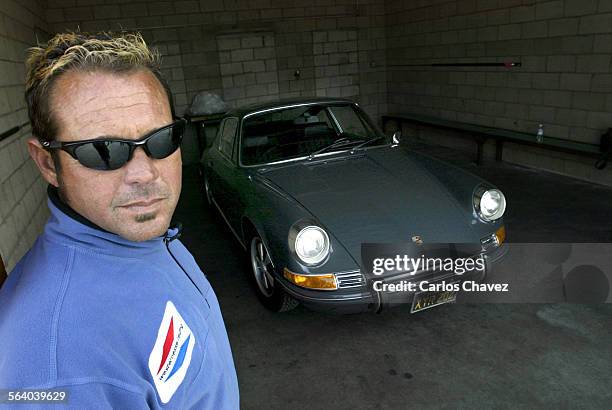 Chad McQueen, son of actor Steve McQueen, test drove his fathers 69 Porsche Tuesday at Willow Spring Raceway in Rosamond just north of Landcaster ....