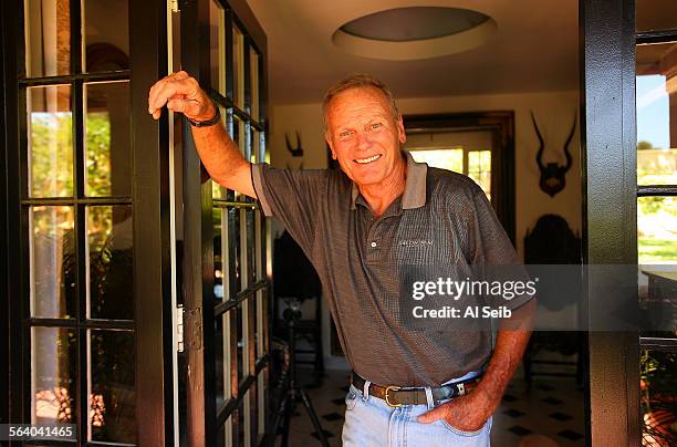 Actor Tab Hunter at the front door of his house in Montecito. His house is a George Washington Smith built in the late 1920's, filled with curious...