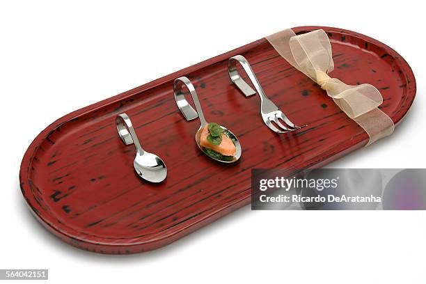 Christmas gifts. Amuse Bouche spoons and fork  La Sanctuaire & Boule, $10.00, $8.00. Tray from Wa Raku, $67.89, Little Tokyo.