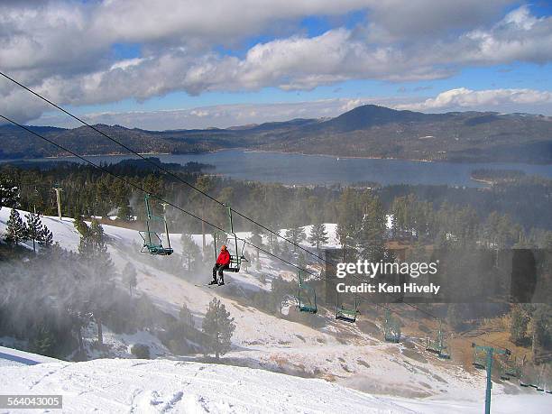 Photo taken at the top of Snow Summit with vie3w of Big Bear Lake on Friday, prior to new Winter storm. After a long, dry Winter, Southern California...