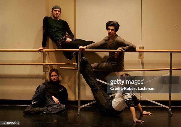 Dancers Johan Kobborg, Nikolay Tsiskaridze, Ethan Stiefel and Angel Corella are photographed in a rehearsal room where they are practicing for their...