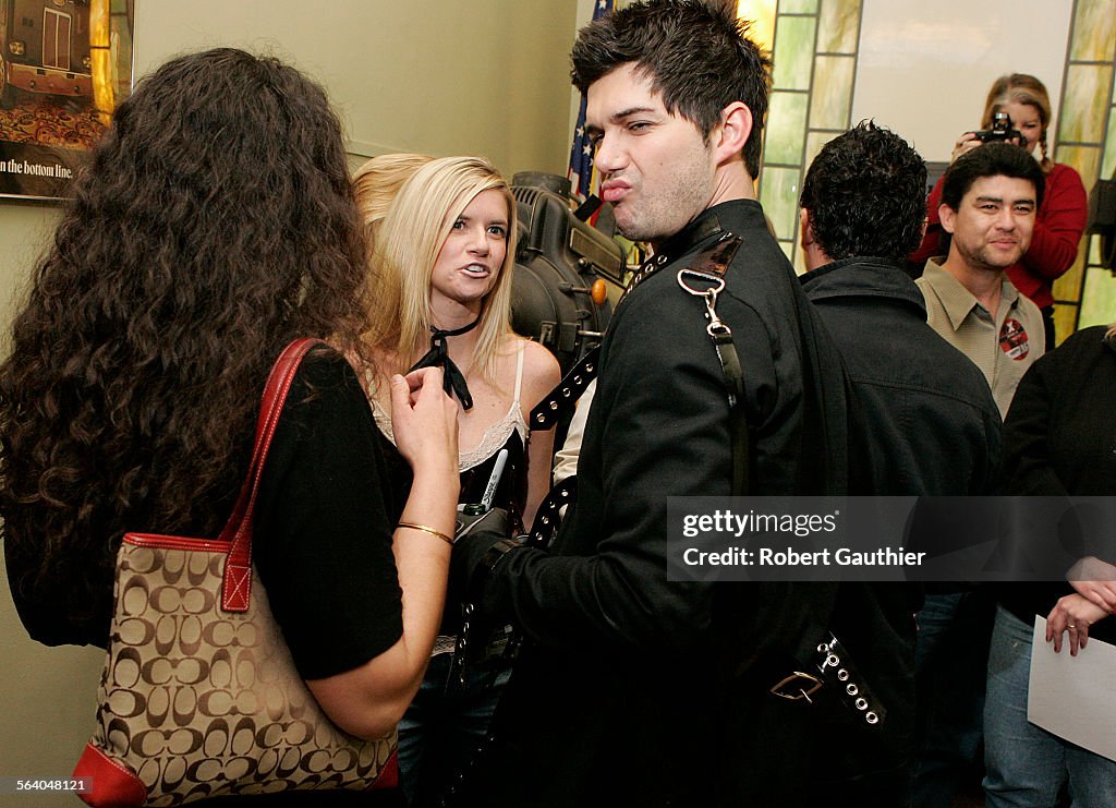 INXS lead singer J.D. Fortune meets with fans backstage at the Paramount Theater in Oakland, Ca., M