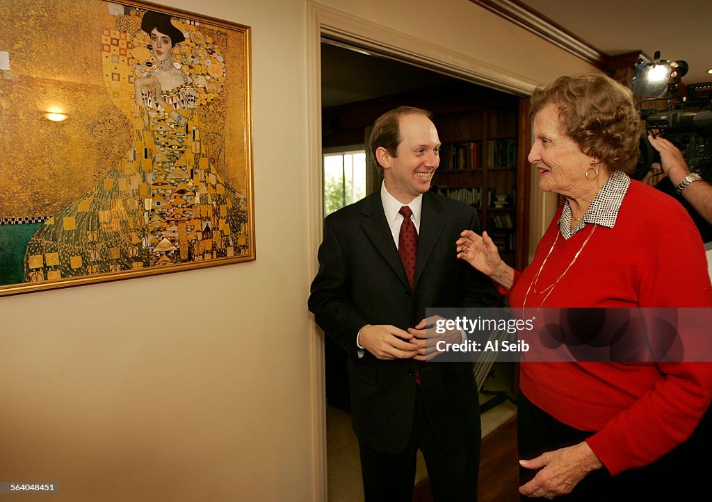 LOS ANGELES, CA. Nazi art. Maria Altmann, at almost 90 years old (right) looks at her reproduction
