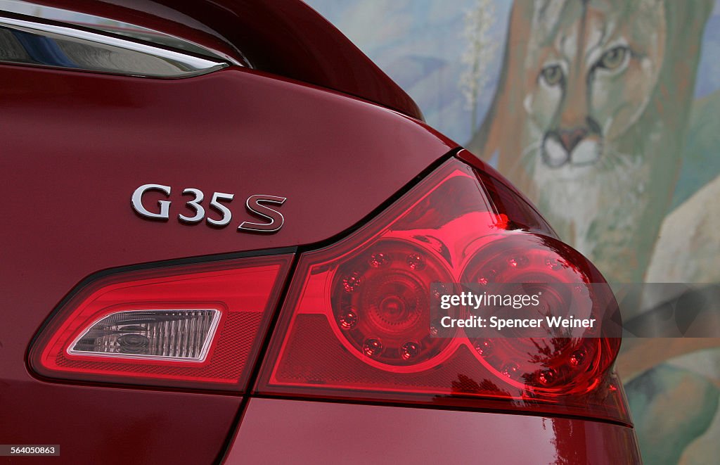 Detail View of the Infiniti G35s rear signal lights. For car review on the Infiniti. Photographed O