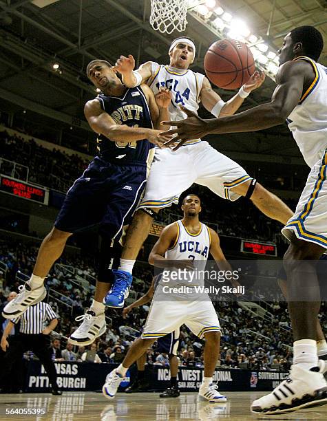 S Lorenzo Mata is fouled by Pittsburgh's Mike Cook in the 3rd round of the NCAA Tournament in San Jose Thursday.