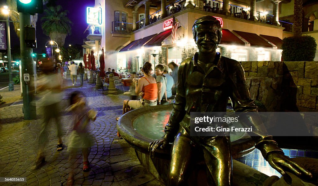 The statue of Sonny Bono is a gathering spot in downtown Palm Springs, August 15, 2006. Palm Spring