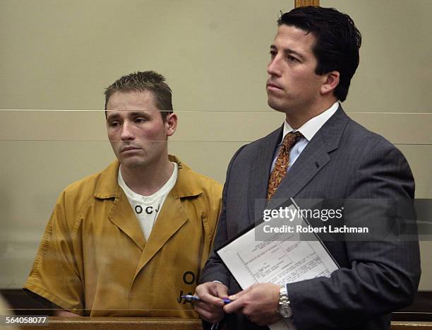  Skylar Julius Deleon who bought a yacht from a Prescott, Ariz., couple who are missing is photographed in court with his lawyer T. Edward Welbourn...