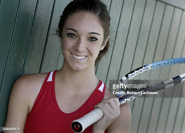 Mission Viejo High School tennis player Maggie Mello is photographed at Mesa Verde Country Club in Costa Mesa on December 21, 2002.