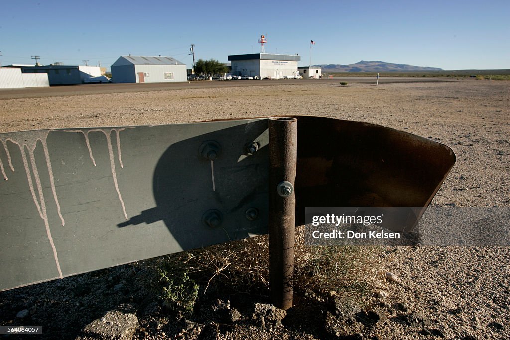 (Inyokern) This is a section of the nonfrangible guardrail at the Inyokern Airport drag strip. Dr