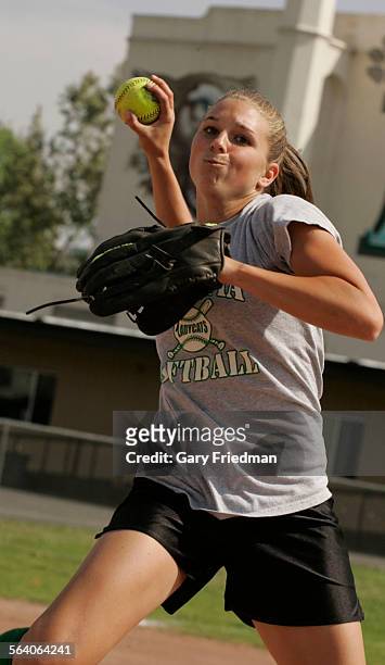Krissy Mihm, shortstop of the Monrovia High School girls softball team, currently with a 1201 record and are in the Top 25. She practices on...