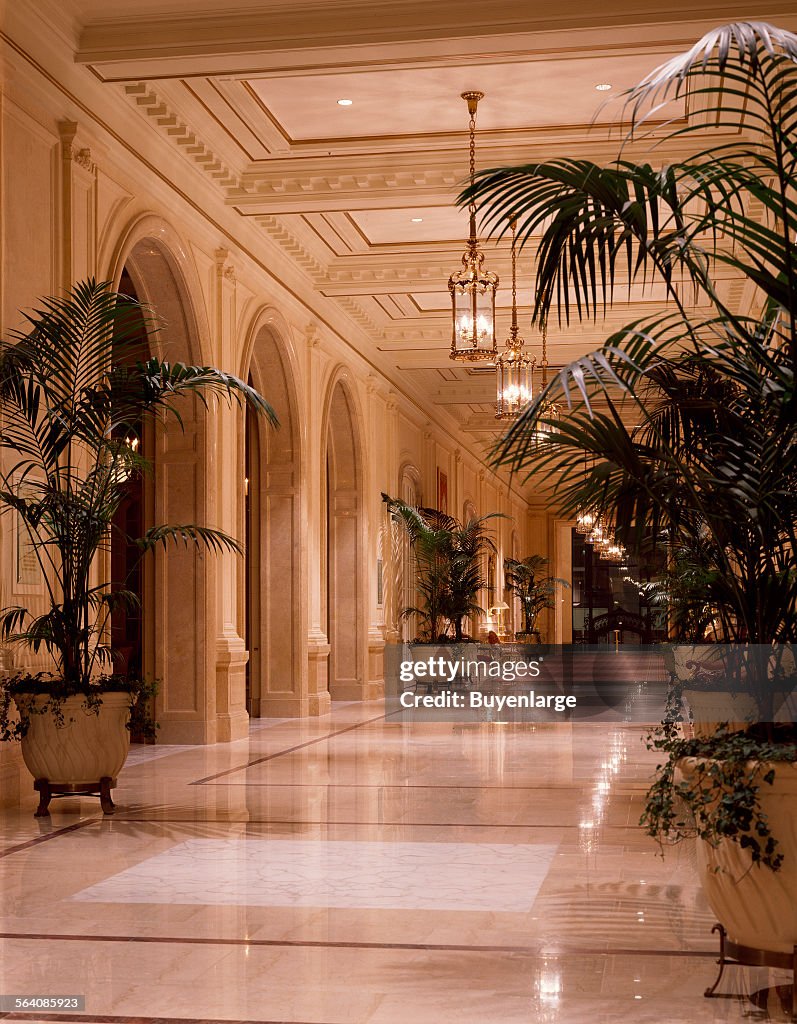 Lobby hallway at the Sheraton Palace Hotel in San Francisco, California